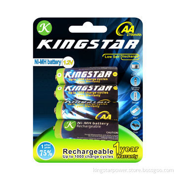 AA Rechargeable Batteries, Ni-MH, 2,700mAh, 1.2V, 4 Packs,for Camera MP3/Toys/Flashlight/Phone/Shave